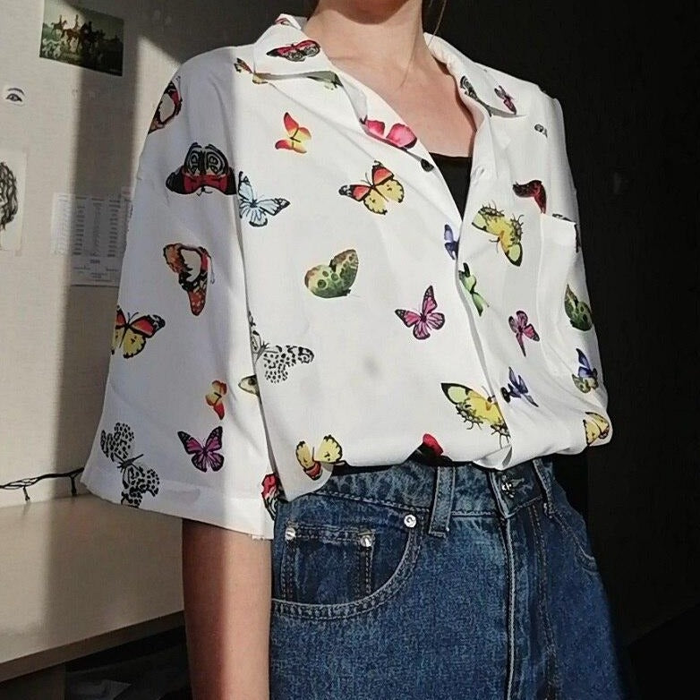 Dámska košeľa s motýľmi
