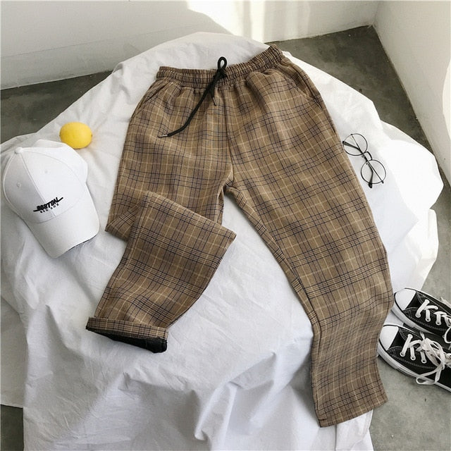 Kárované pohodlné nohavice