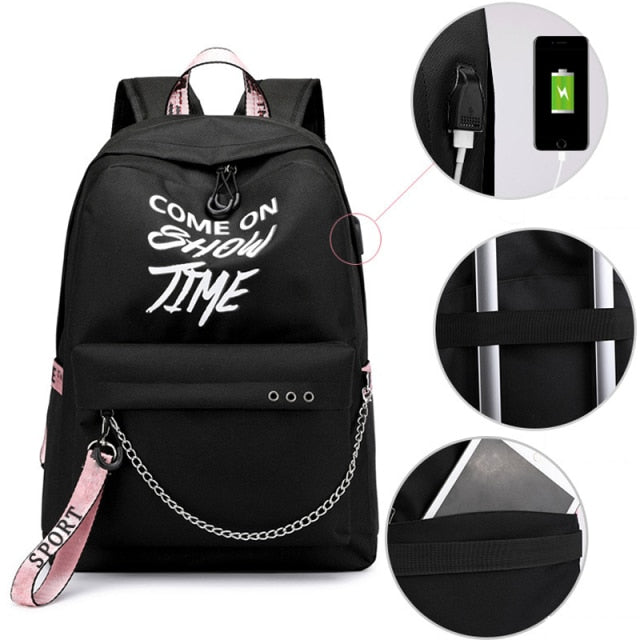 Dievčenský batoh s USB konektorom na nabíjanie