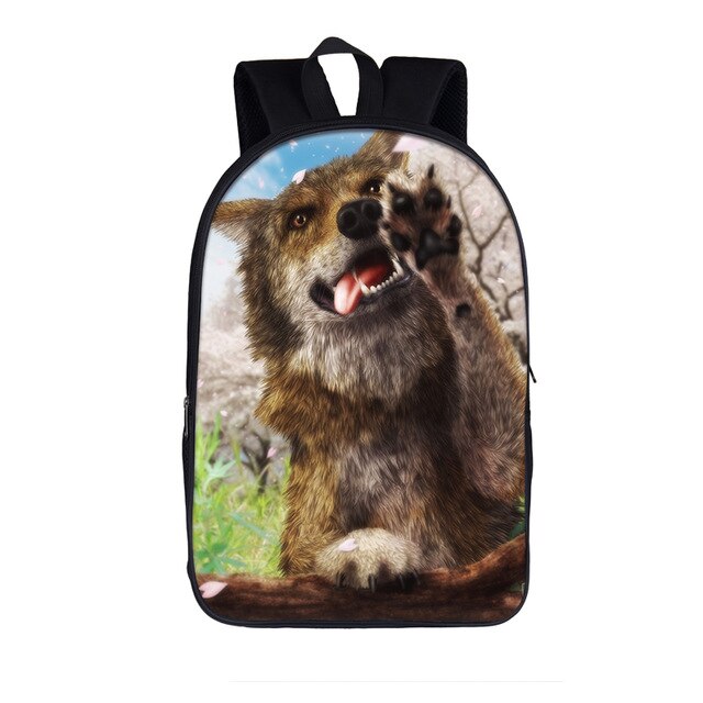 Štýlový batoh s potlačou vlka