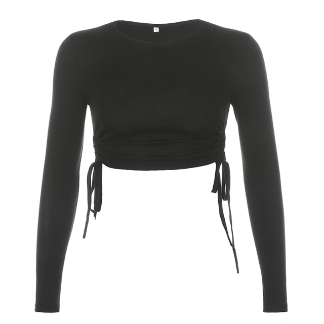 Dámske crop top tričko s dlhým rukávom