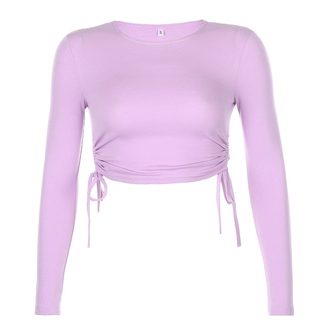 Dámske crop top tričko s dlhým rukávom