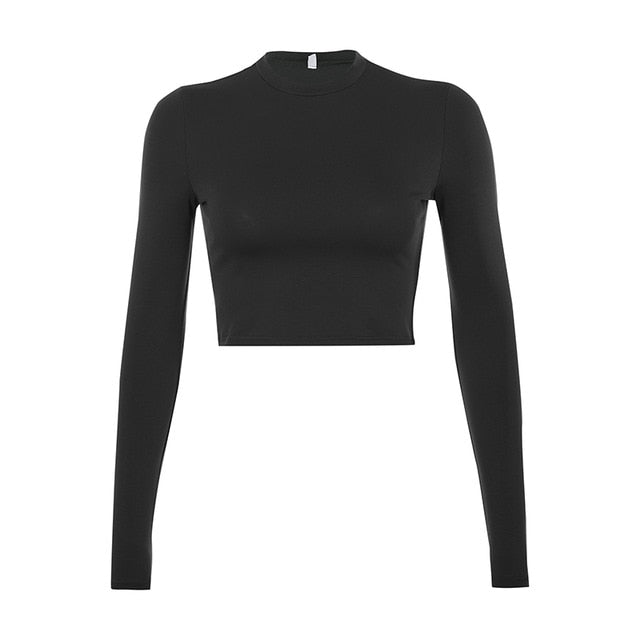 Dámske crop top tričko s dlhým rukávom