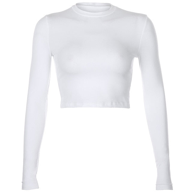 Dámske crop top tričko s dlhým rukávom