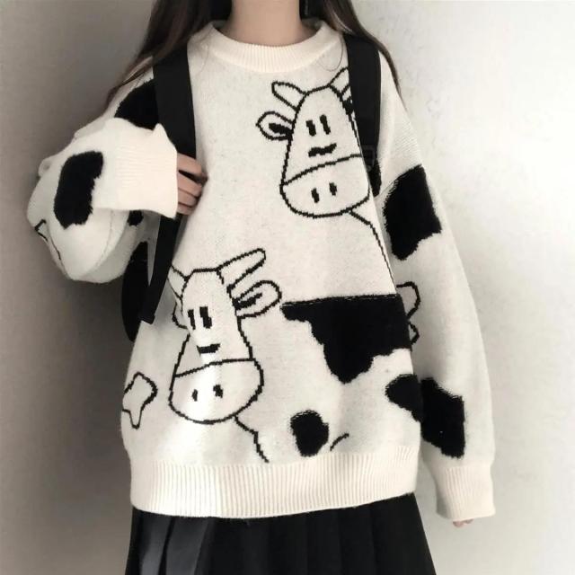 Dámsky pulóver s motívom kráv