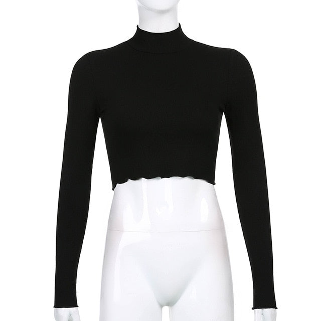 Dámske crop top tričko s dlhým rukávom