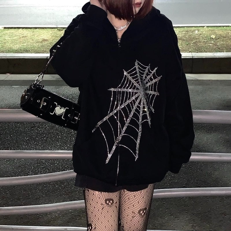 Dámska gotická mikina s pavučinou