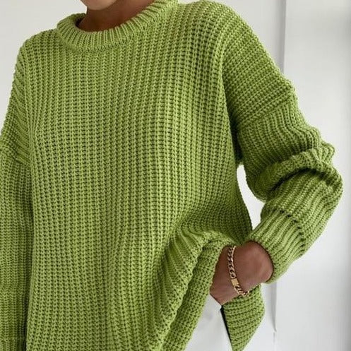 Dámsky jednofarený pletený sveter