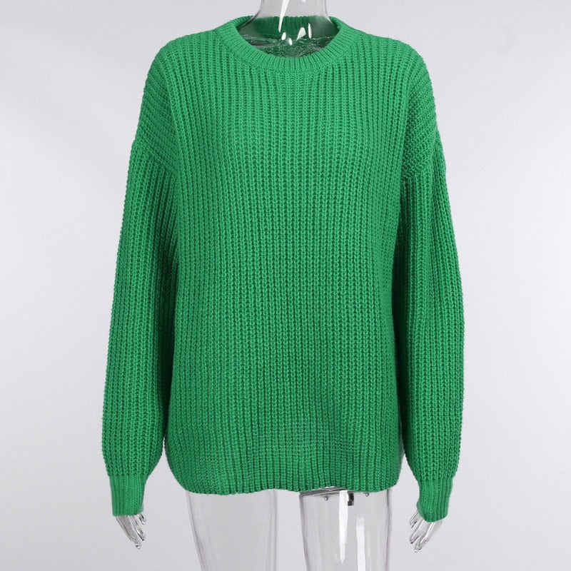 Dámsky jednofarený pletený sveter
